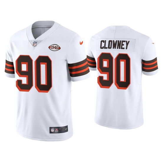 Men Cleveland Browns #90 Jadeveon Clowney Nike White 1946 Collection Alternate Game NFL Jersey->->NFL Jersey